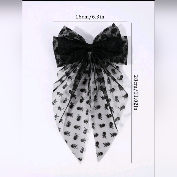 Spider Web Printed Large Bow Hair Clip - Picture 3 of 3
